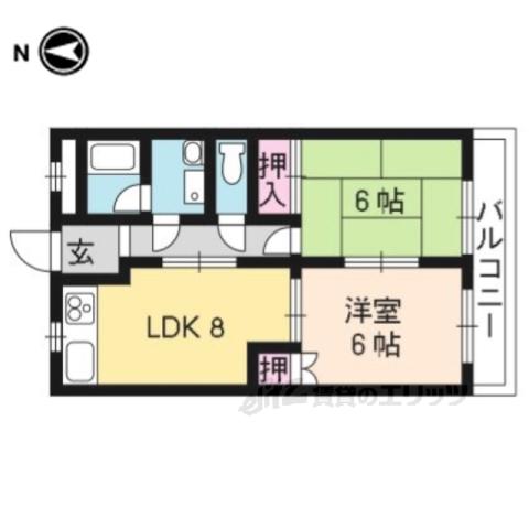 イーストファーム(2LDK/5階)の間取り写真