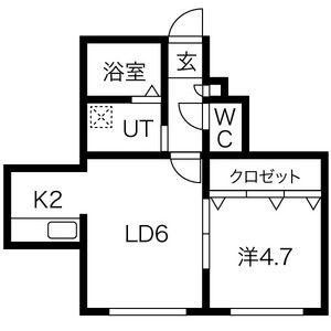 ポルトボヌール南7条(1LDK/2階)の間取り写真