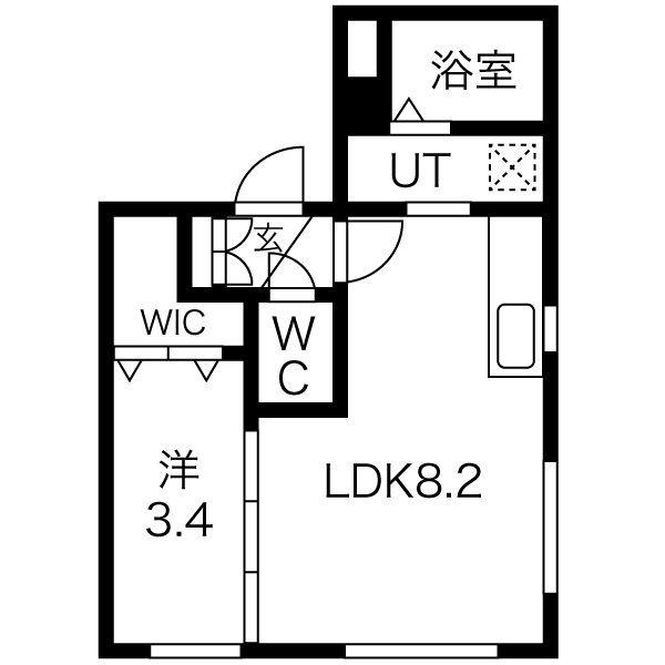 GRANDE北円山(1LDK/1階)の間取り写真