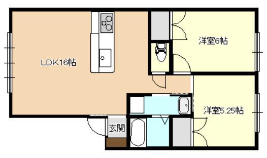 グランコートN(2LDK/2階)の間取り写真
