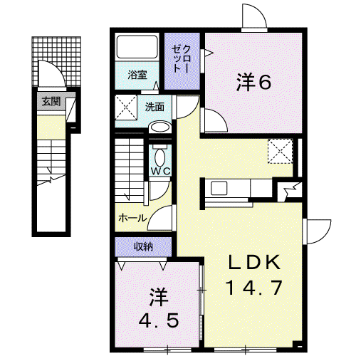 ティアモ(2LDK/2階)の間取り写真