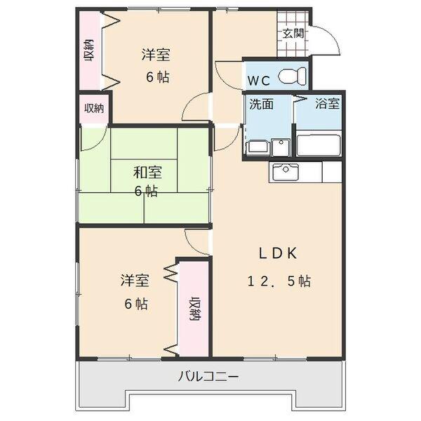 向が丘ハイツ(3LDK/3階)の間取り写真