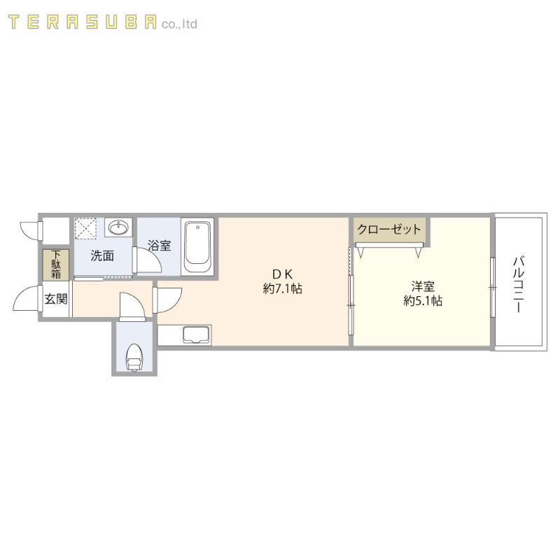 レスコ中島参番館ウエスト(1DK/3階)の間取り写真