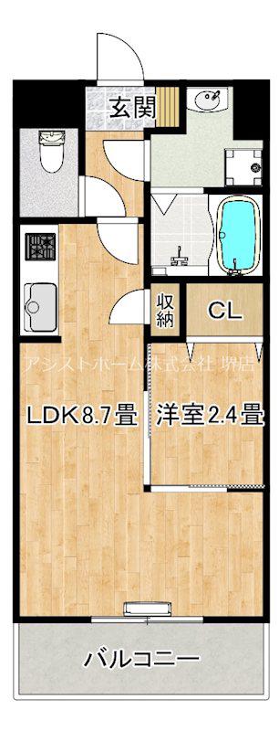 オリエンテム宿院南(1LDK/2階)の間取り写真