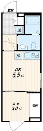 FULLEA神楽坂(1DK/1階)の間取り写真
