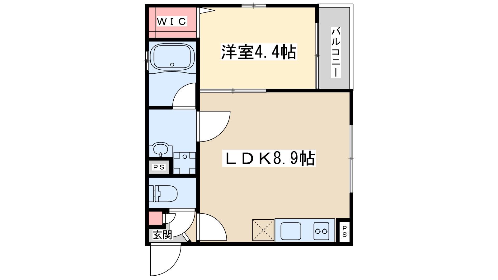 ケーティーアイレジデンス西中島3(1LDK/1階)の間取り写真