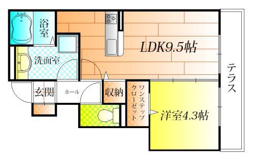 清友ハウス(1LDK/1階)の間取り写真