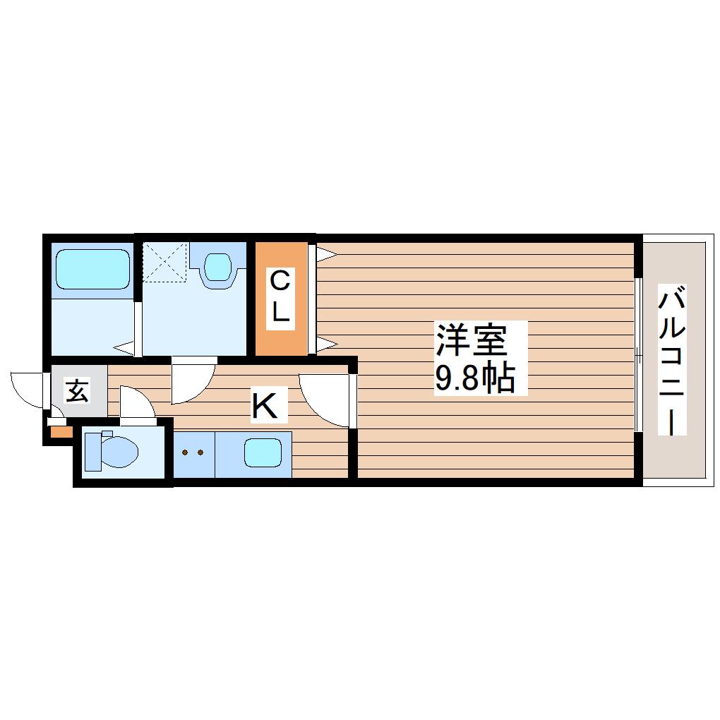 アムール グランアルブル(1K/1階)の間取り写真