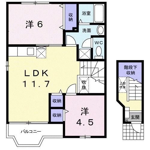 アイレットコートI(2LDK/2階)の間取り写真