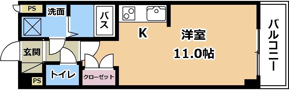 グランシャリオB棟(ワンルーム/3階)の間取り写真