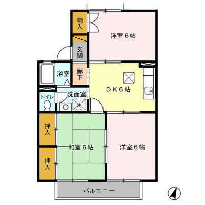 クレセント日吉台(3DK/2階)の間取り写真
