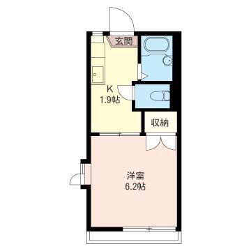 パティオM(1K/2階)の間取り写真