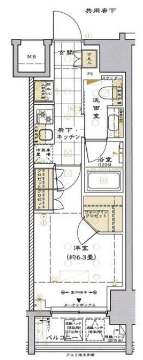 リビオレゾン新虎通(1K/5階)の間取り写真