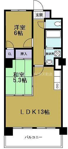 プロヴァンス(2LDK/5階)の間取り写真