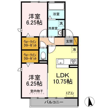 D-ROOMちはら台D(2LDK/2階)の間取り写真