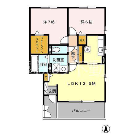リ・ヴェール(2LDK/2階)の間取り写真