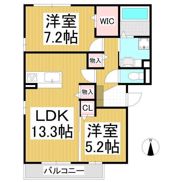 BRUNCOURT.K(2LDK/3階)の間取り写真