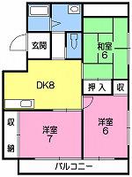 アネックス(3DK/4階)の間取り写真