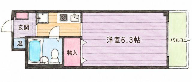 ベレーロ魚崎(ワンルーム/3階)の間取り写真