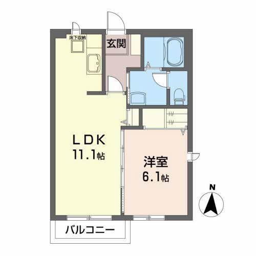 ルミエール北山(1LDK/2階)の間取り写真