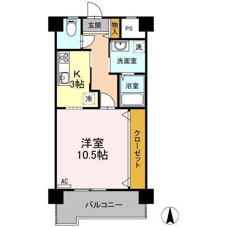 マンションベアーズクラブ(1K/2階)の間取り写真