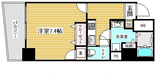 アスヴェル神戸元町(1K/8階)の間取り写真