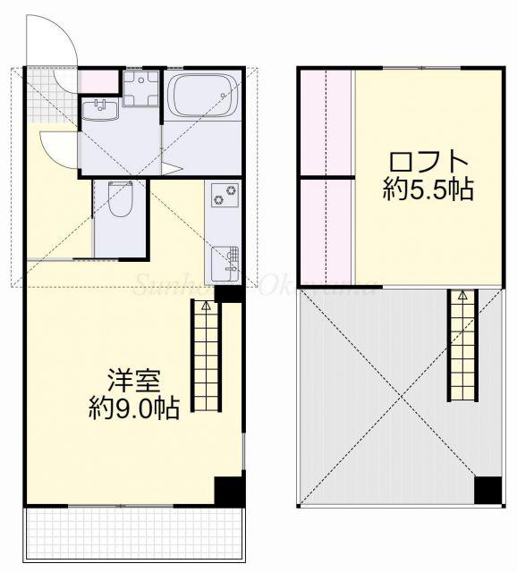 モデラート(1K/2階)の間取り写真