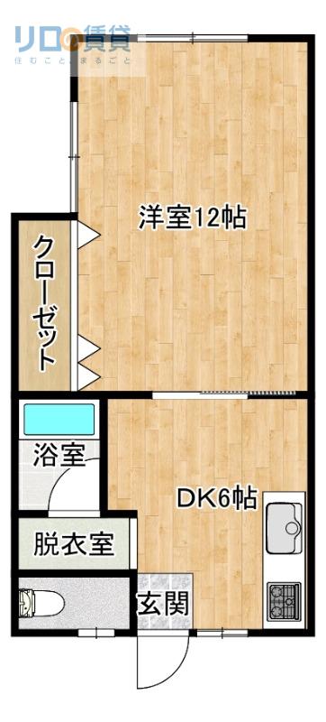ベルトリーニ(1DK/2階)の間取り写真