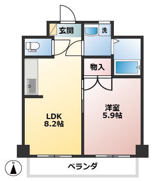 コーポエミリー(1LDK/5階)の間取り写真