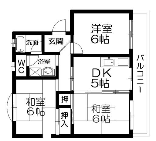 リーフマンション(3DK/3階)の間取り写真