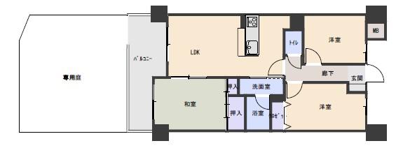 グランベール遠石壱番館(3LDK/1階)の間取り写真