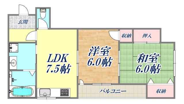 山中ハイツ(2DK/3階)の間取り写真