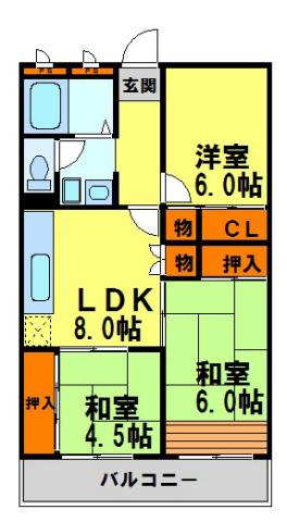 川西宝泉ビル(3LDK/3階)の間取り写真