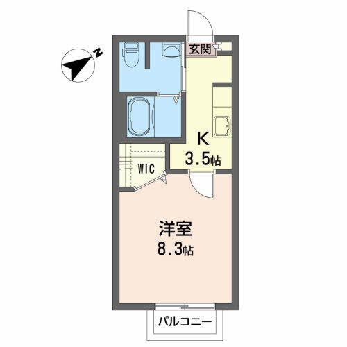 フラットフィールド(1K/1階)の間取り写真