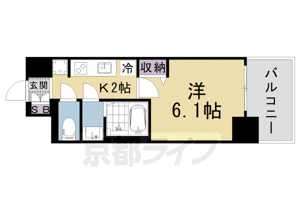 プレサンス大津京町ベルリーヴァ(1K/12階)の間取り写真