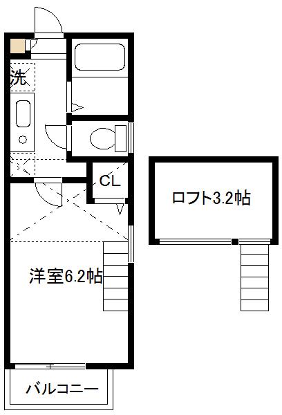 エクセル菊名(1K/2階)の間取り写真