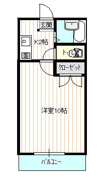 埼玉新都市交通伊奈線 内宿駅 徒歩14分 2階建 築28年(1K/2階)の間取り写真