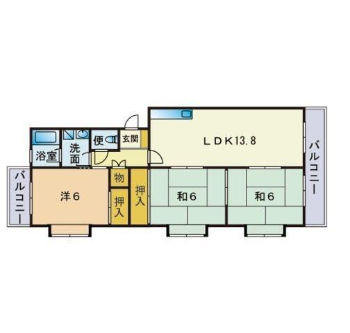 クレスト5周船寺(3LDK/2階)の間取り写真