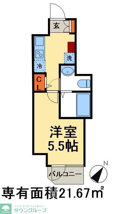 GENOVIA 西千葉(1K/13階)の間取り写真