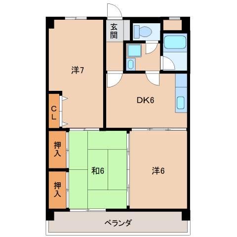新中島エクセランス(3DK/1階)の間取り写真