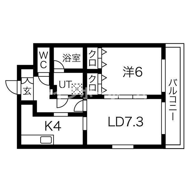 ソレイユ岸(1LDK/3階)の間取り写真