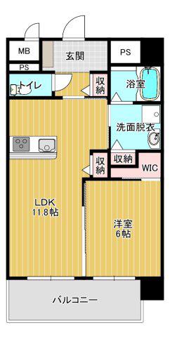リベール大津(1LDK/7階)の間取り写真