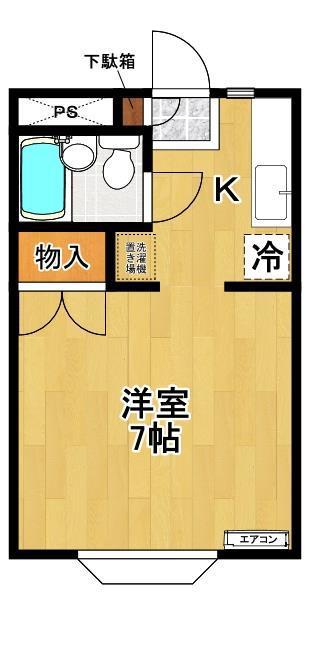 石渕ハウス(1K/1階)の間取り写真