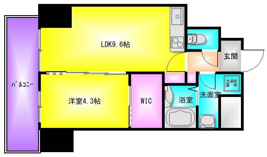 ハイラインV(1LDK/11階)の間取り写真