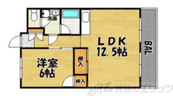 シャトー江口(1LDK/1階)の間取り写真
