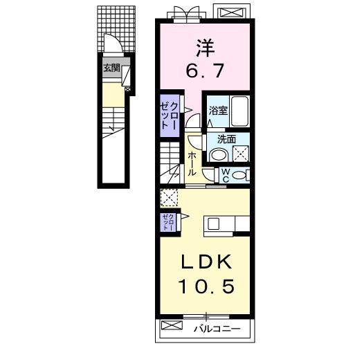 メイ クラール(1LDK/2階)の間取り写真