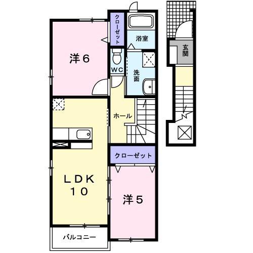 アニューガーランド(2LDK/2階)の間取り写真