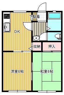 ニューサンシティB棟(2DK/2階)の間取り写真