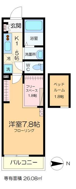 シティソレイユ宝町(1SK/2階)の間取り写真
