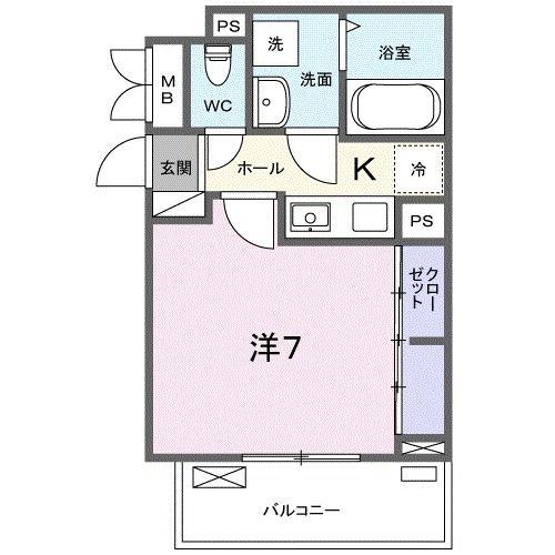 アミーゴIII(1K/2階)の間取り写真